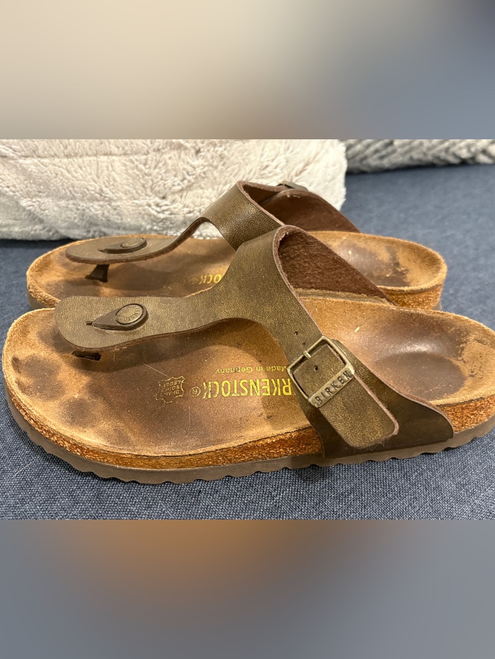 Birkenstock Brown Suede Two-Strap Sandals with Buckle